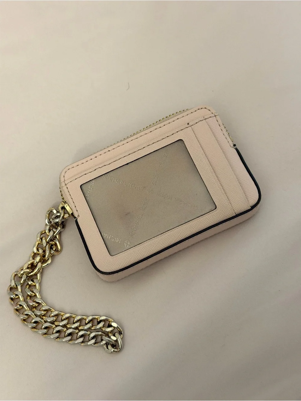 Michael Kors Light Blush Cardholder Wristlet with Gold Chain